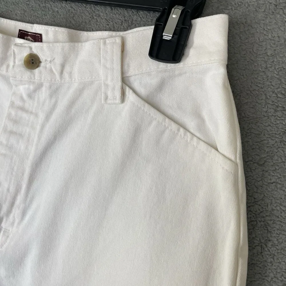Riders Casuals White Denim Bermuda Shorts High Waist Cuffed Women's 10M Cotton - Picture 4 of 13